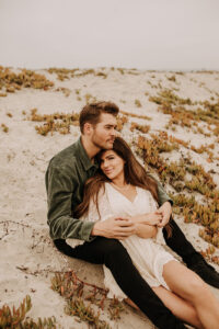 warm family beach photo shoot couples session on beach golden glow morning San Diego beach photographer