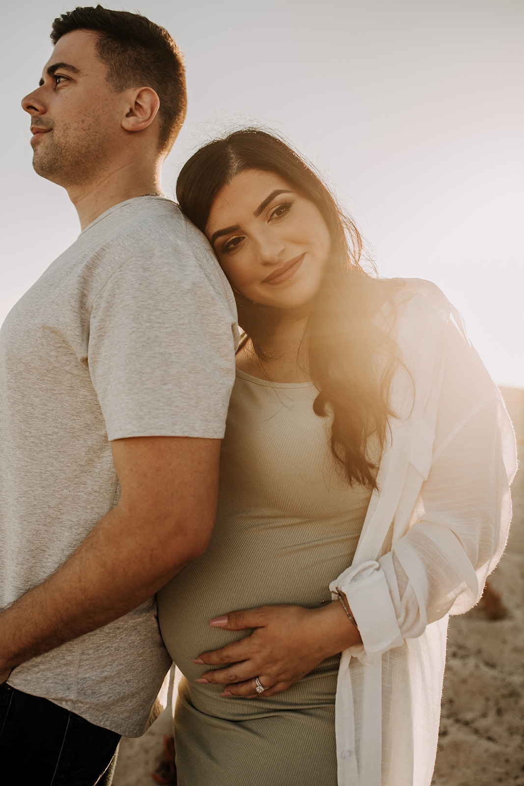 outdoor maternity beach sunset photos golden hour couples maternity San Diego maternity photographer Sabrina kinsella sabrinalynnphoto