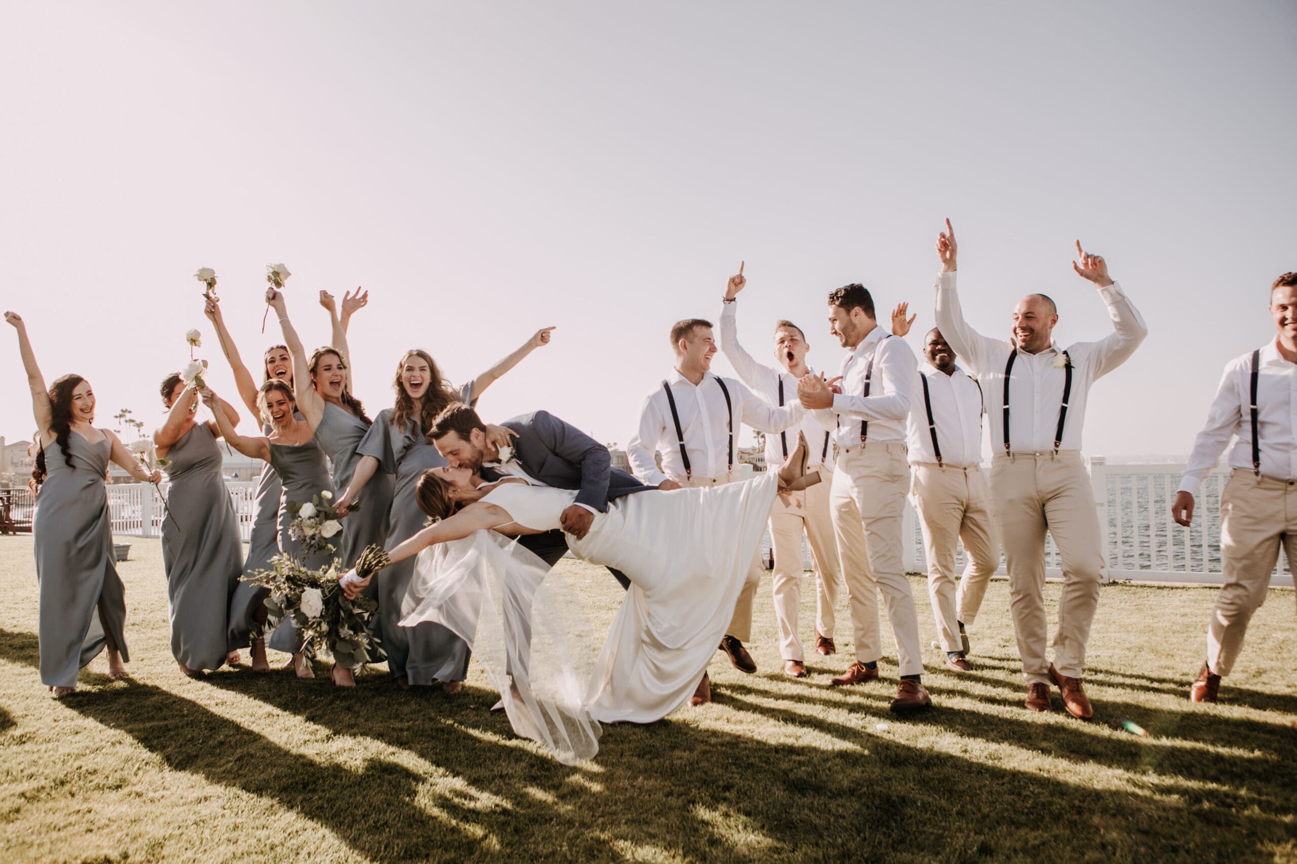 beach wedding Coronado cays outdoor beach wedding wedding dress wedding florals wedding party bride and groom marriage San Diego wedding photographer Sabrina kinsella Sabrina kinsella