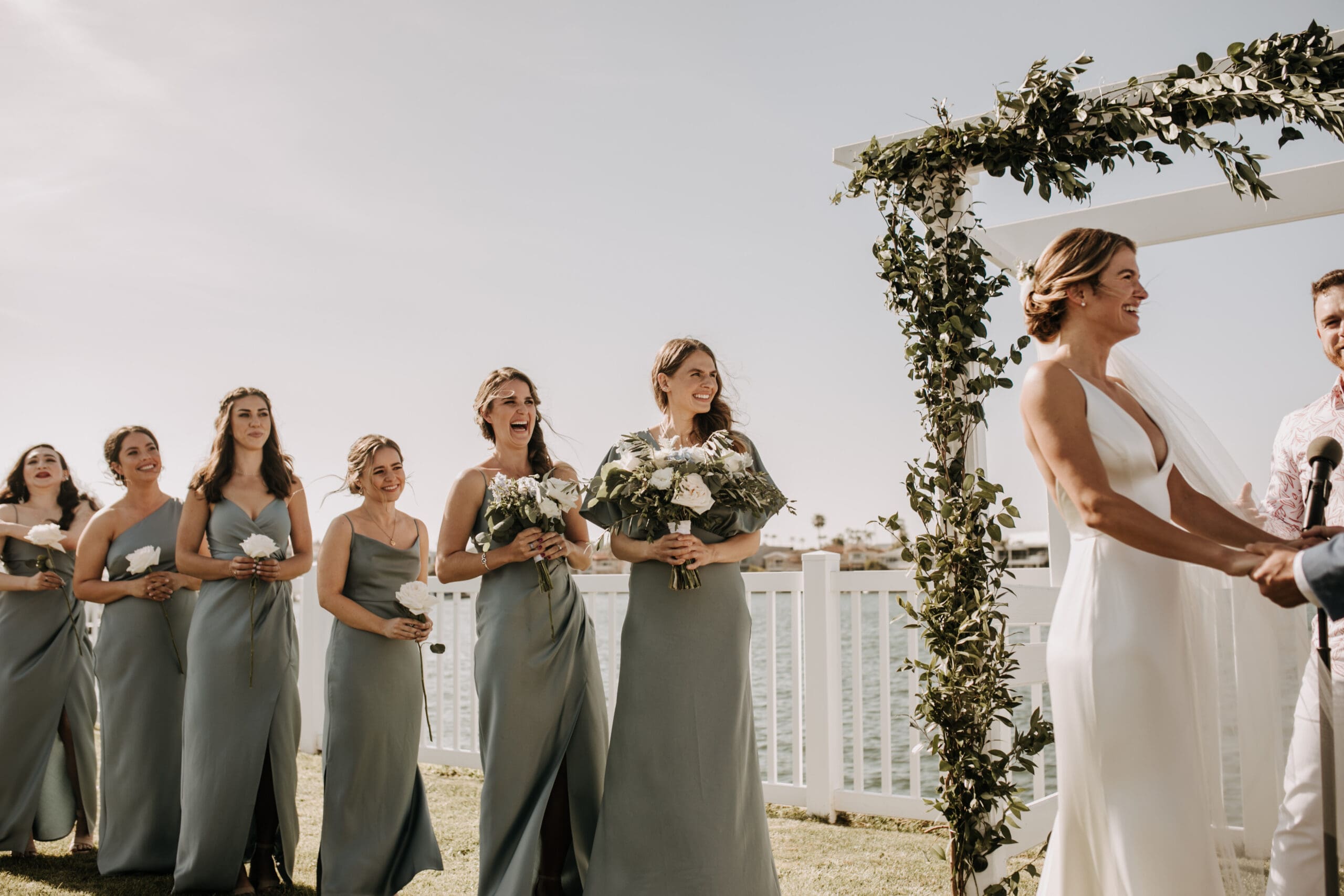 beach wedding Coronado cays outdoor beach wedding wedding dress wedding florals wedding party bride and groom marriage San Diego wedding photographer Sabrina kinsella Sabrina kinsella