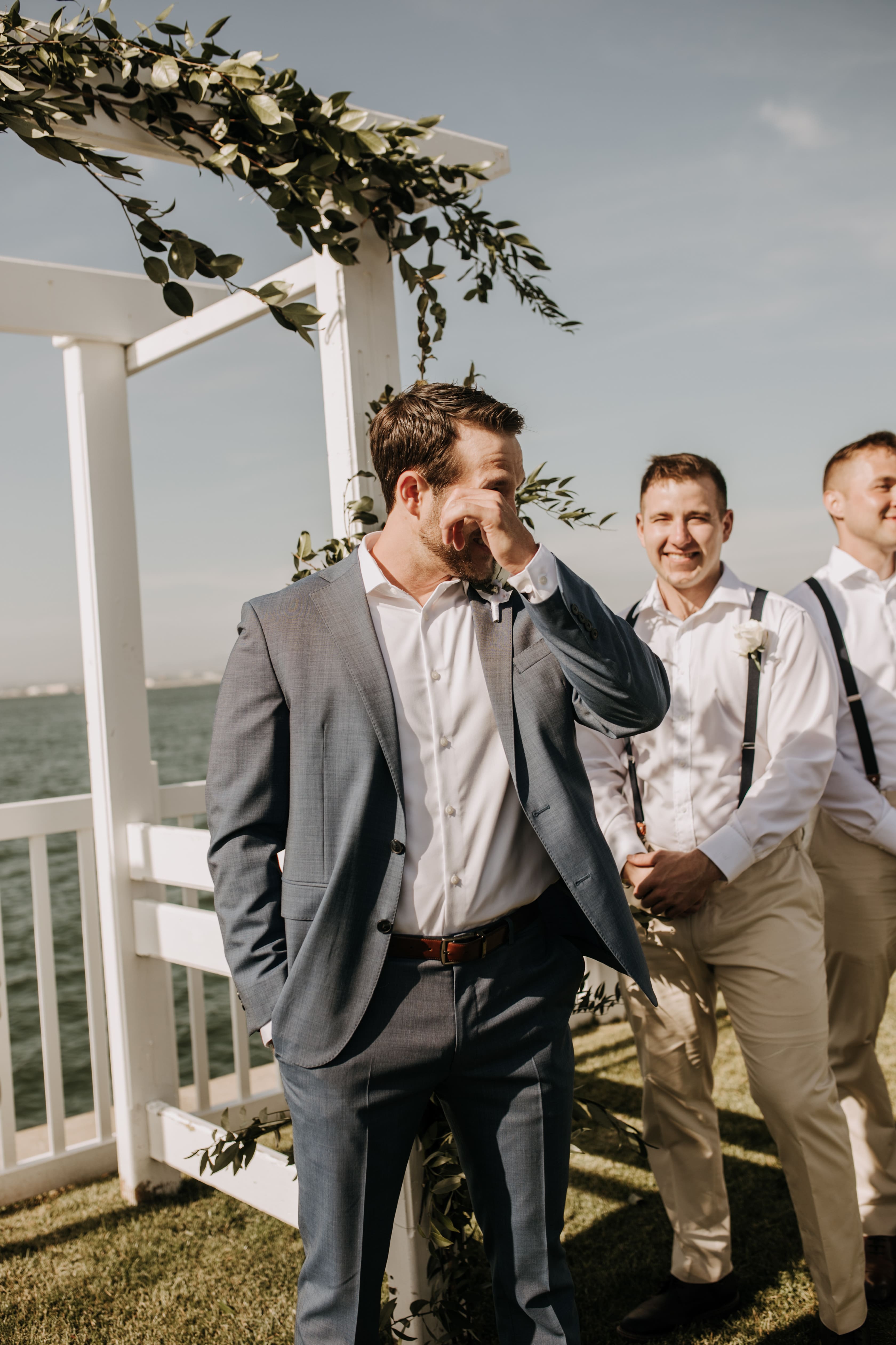 beach wedding Coronado cays outdoor beach wedding wedding dress wedding florals wedding party bride and groom marriage San Diego wedding photographer Sabrina kinsella Sabrina kinsella 