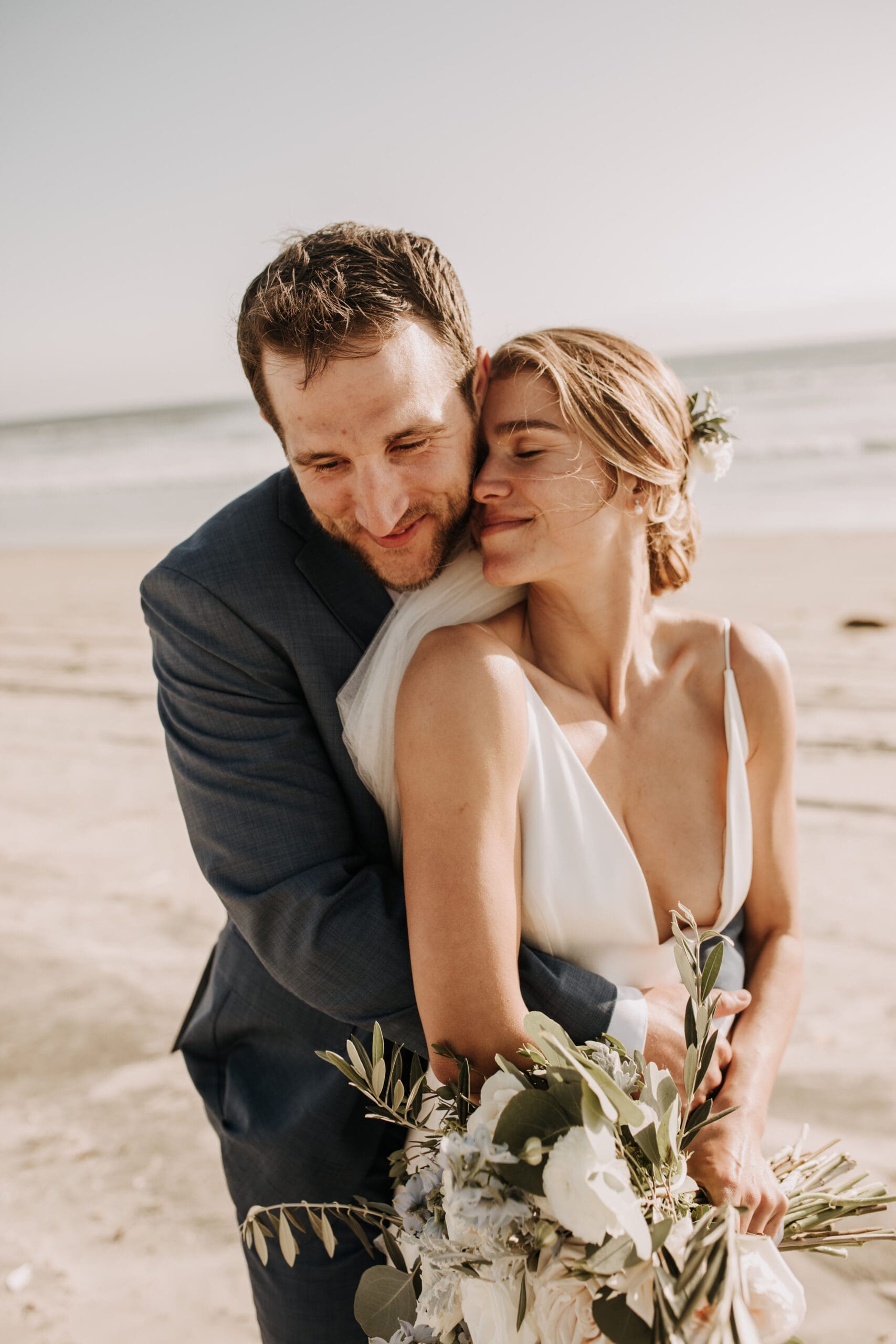 beach wedding Coronado cays outdoor beach wedding wedding dress wedding florals wedding party bride and groom marriage San Diego wedding photographer Sabrina kinsella Sabrina kinsella