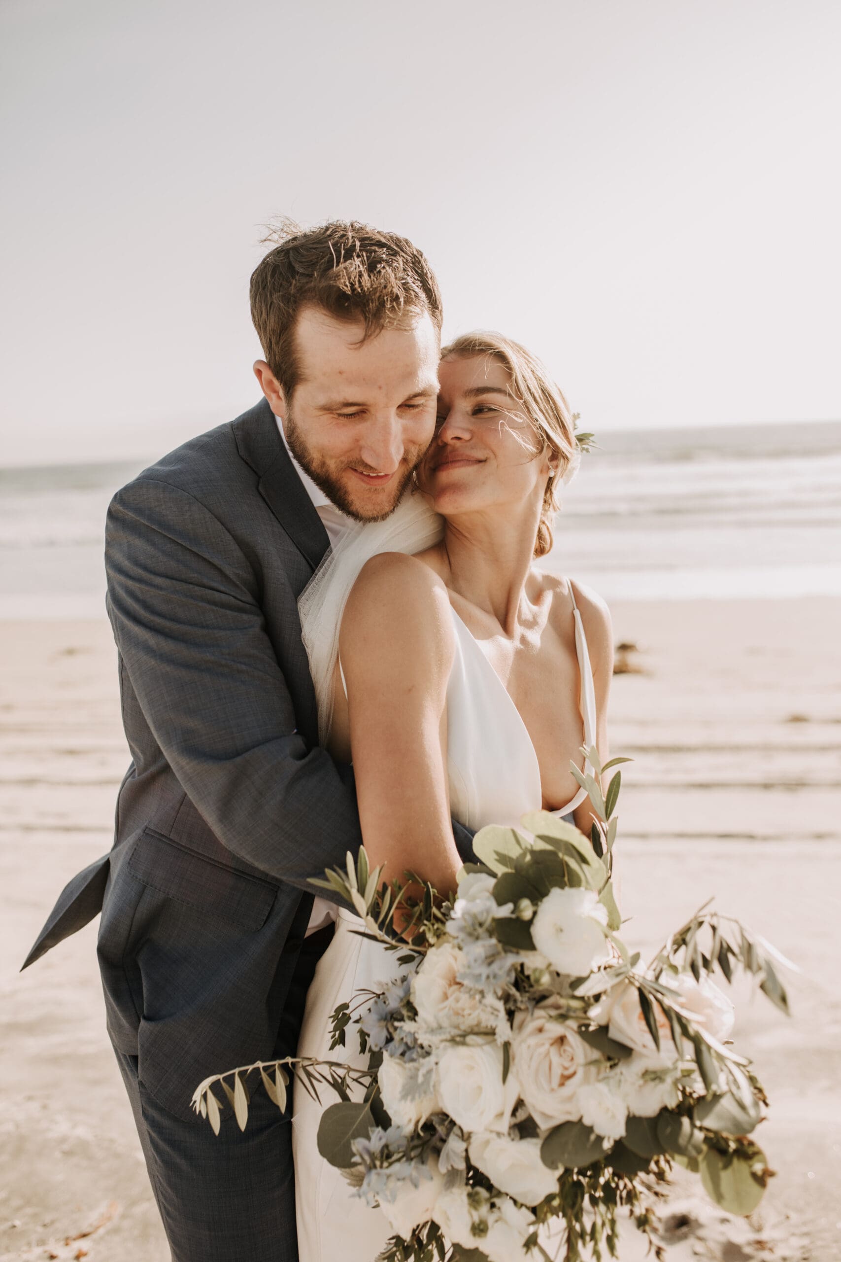 beach wedding Coronado cays outdoor beach wedding wedding dress wedding florals wedding party bride and groom marriage San Diego wedding photographer Sabrina kinsella Sabrina kinsella