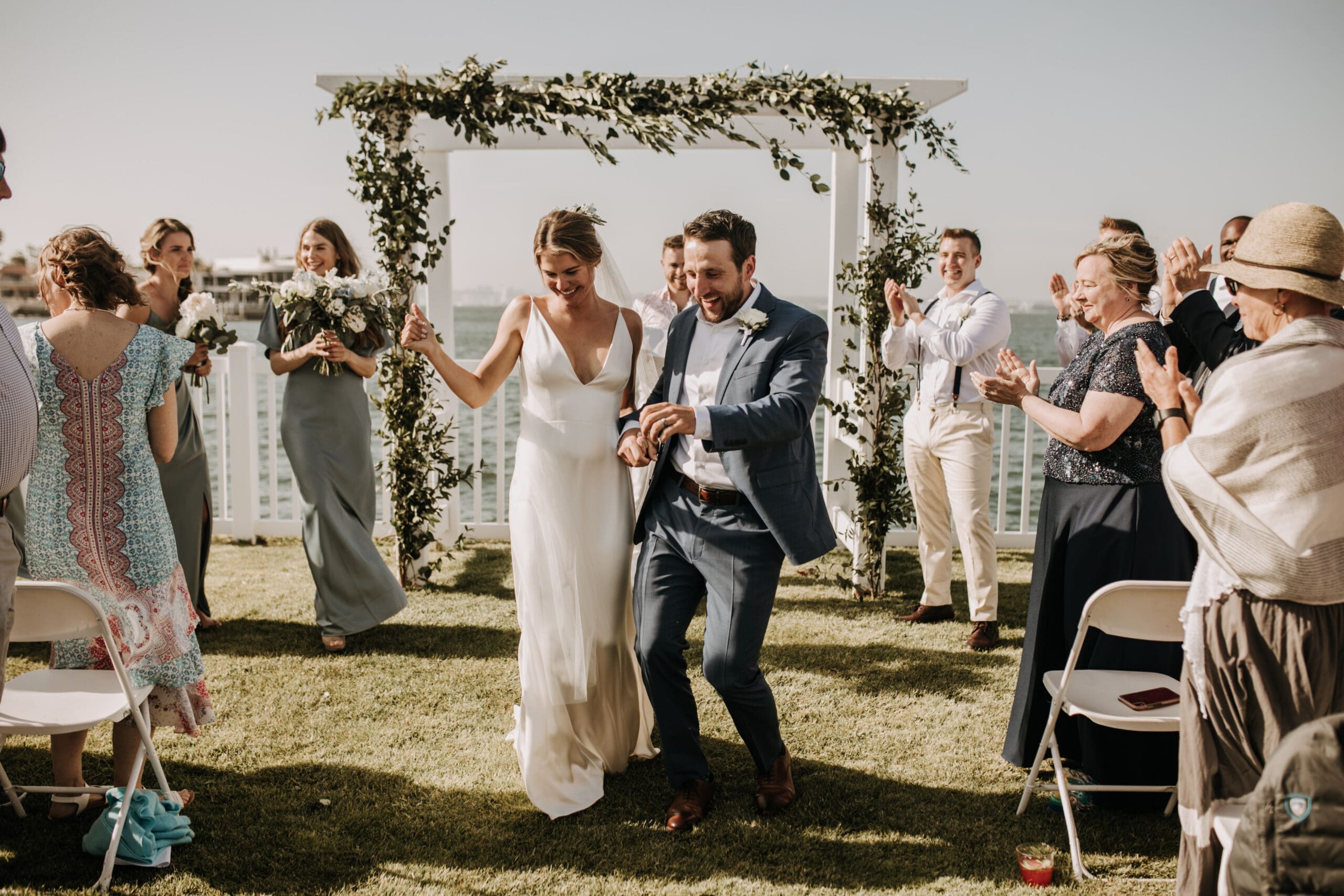 beach wedding Coronado cays outdoor beach wedding wedding dress wedding florals wedding party bride and groom marriage San Diego wedding photographer Sabrina kinsella Sabrina kinsella