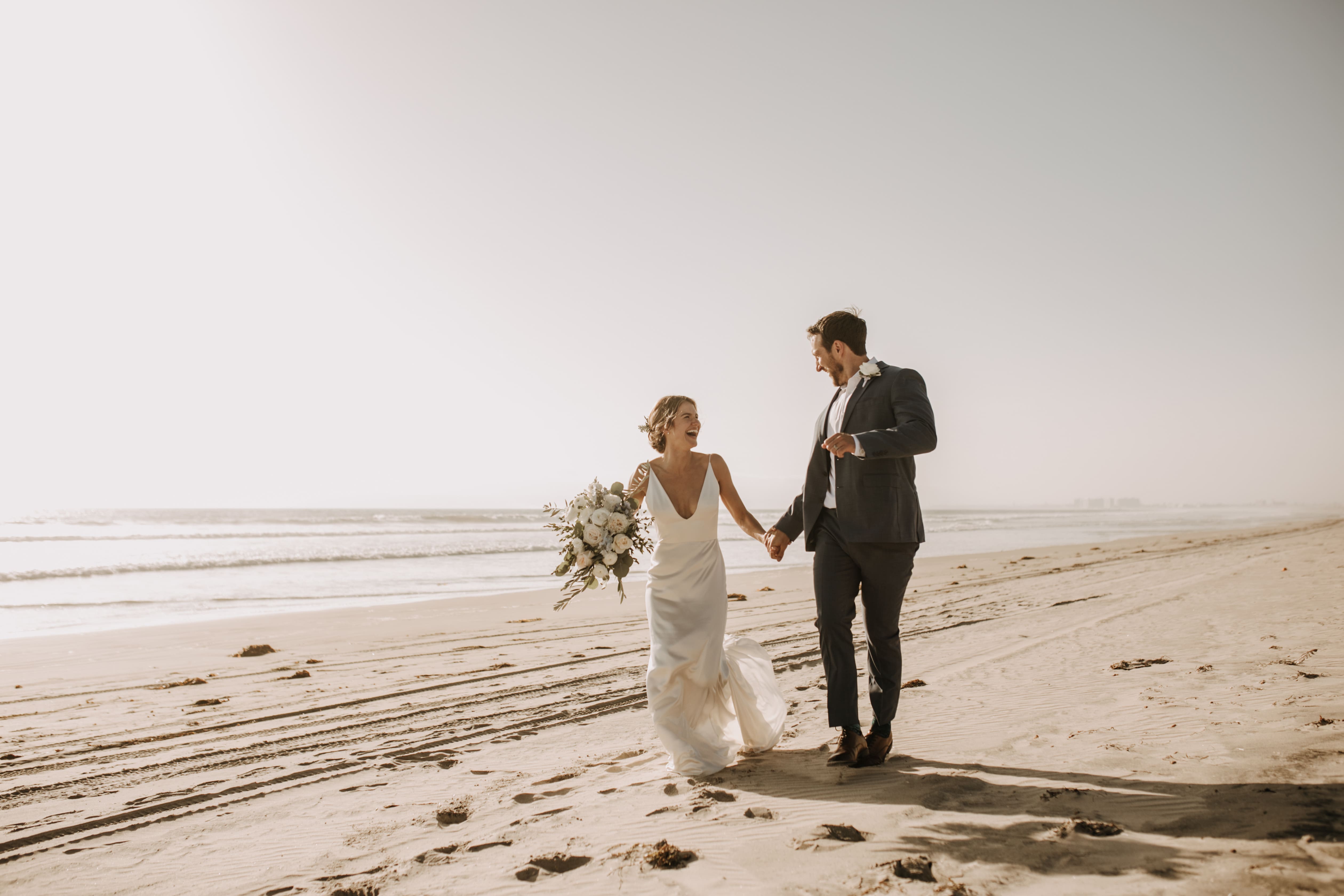 beach wedding Coronado cays outdoor beach wedding wedding dress wedding florals wedding party bride and groom marriage San Diego wedding photographer Sabrina kinsella Sabrina kinsella 