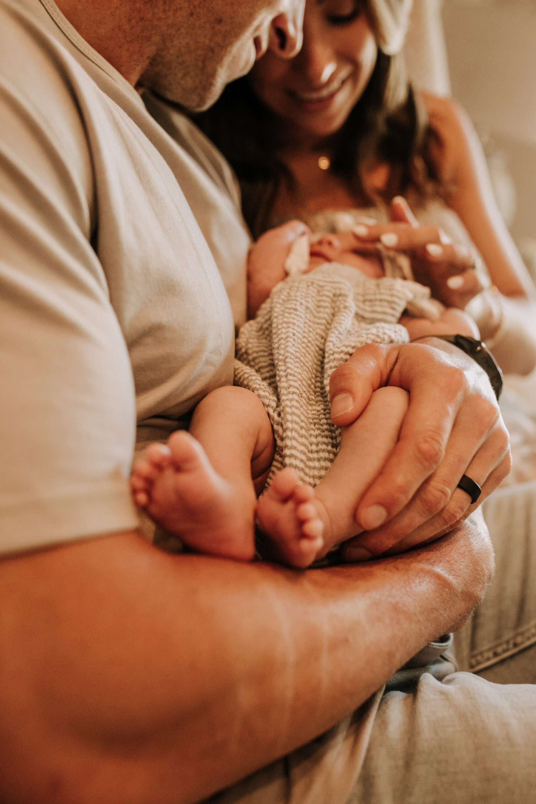 in home newborn session warm in home family photos