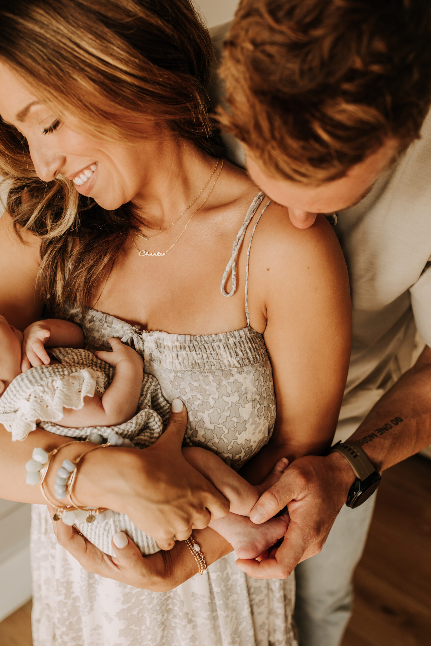 in home newborn session warm in home family photos