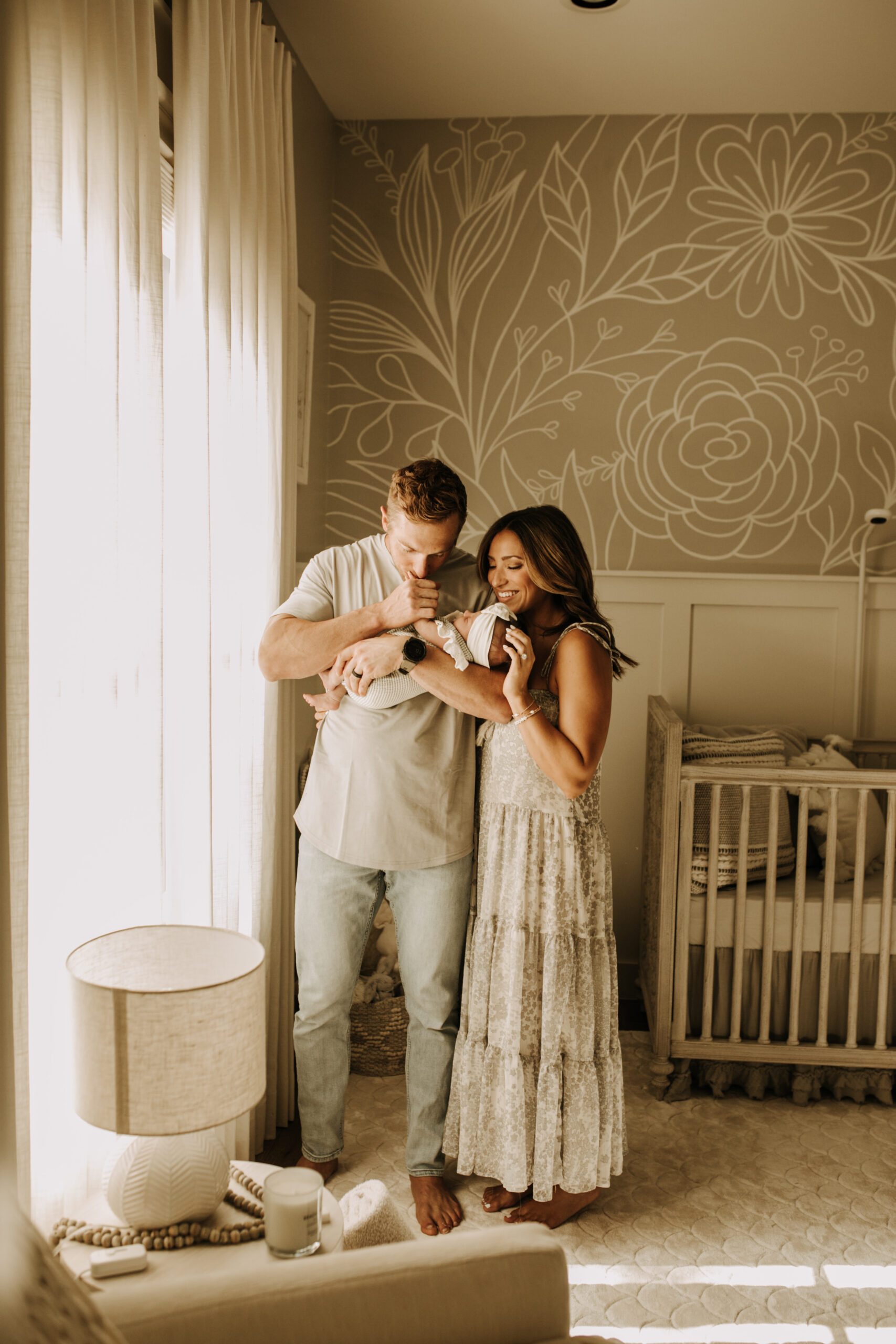 in home newborn session warm in home family photos