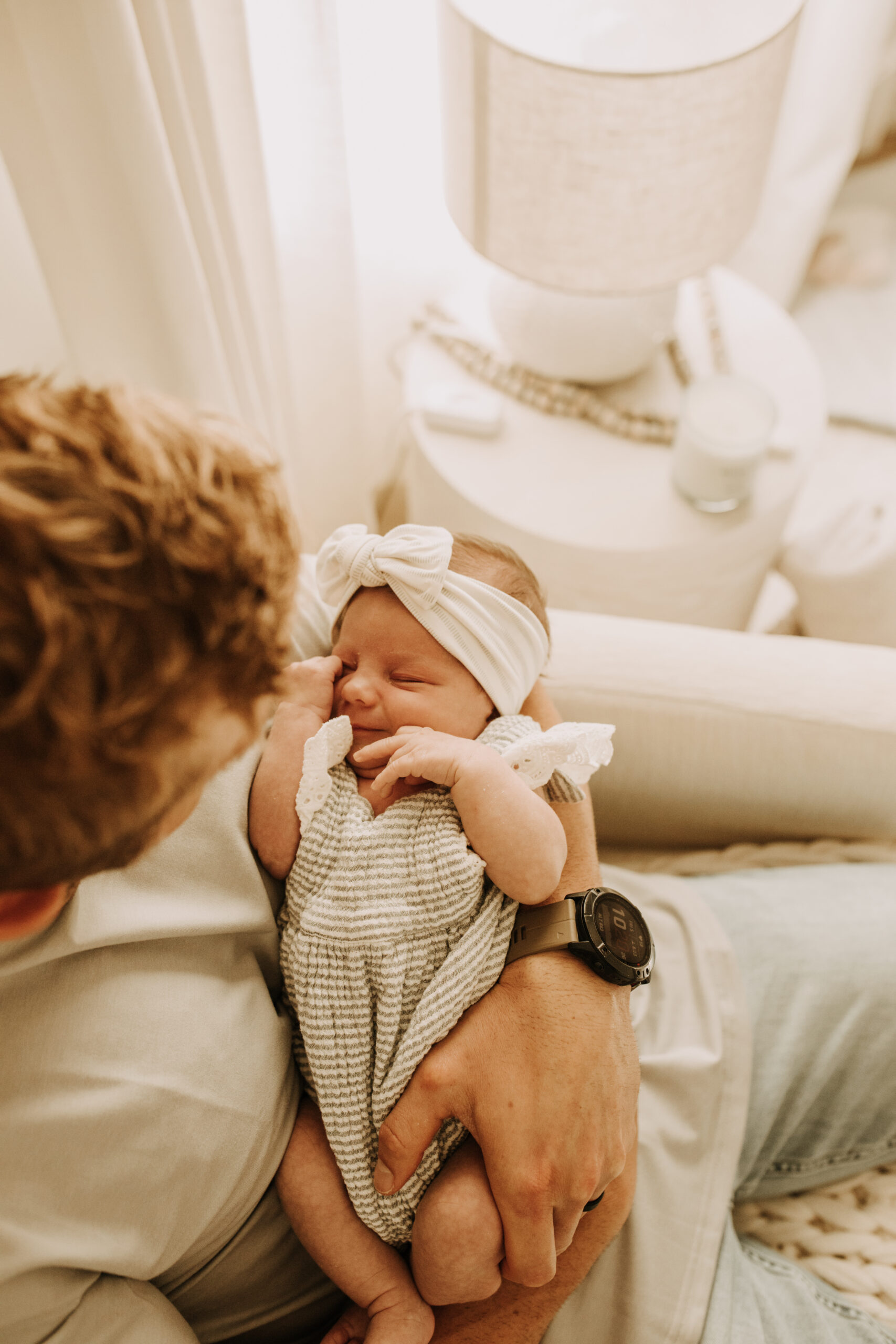 in home newborn session warm in home family photos