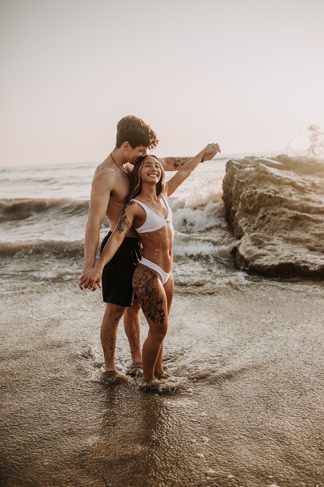 beach San Diego sunset golden hour beach couples photoshoot couples session San Diego couples photographer Sabrina Kinsella