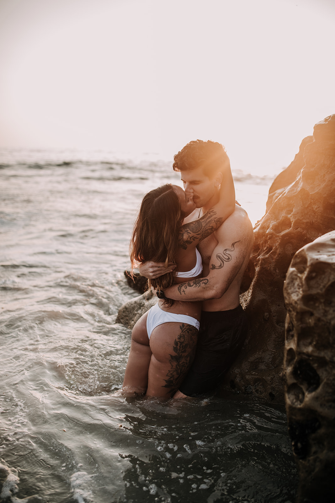 beach San Diego sunset golden hour beach couples photoshoot couples session San Diego couples photographer Sabrina Kinsella