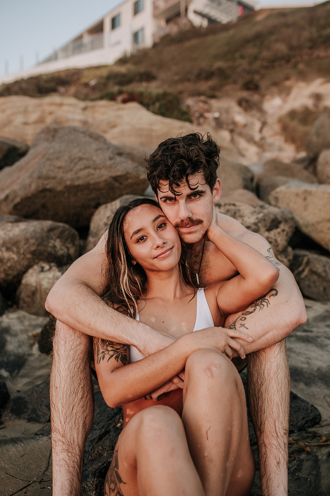 beach San Diego sunset golden hour beach couples photoshoot couples session San Diego couples photographer Sabrina Kinsella