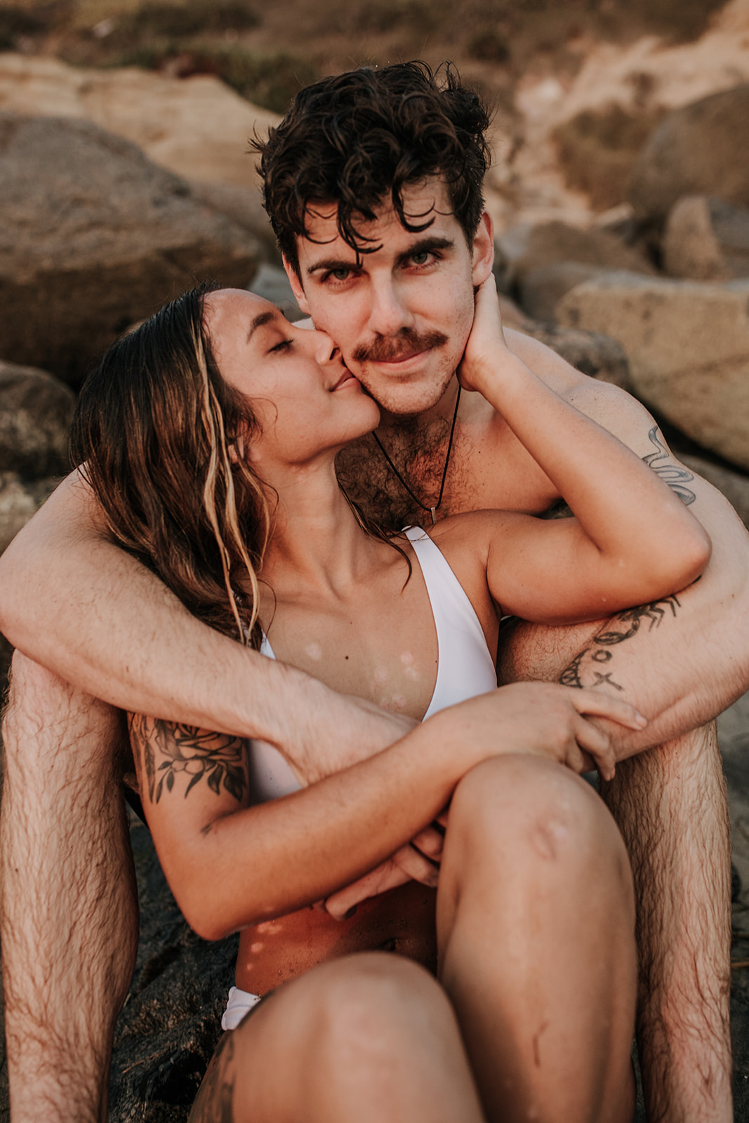 beach San Diego sunset golden hour beach couples photoshoot couples session San Diego couples photographer Sabrina Kinsella