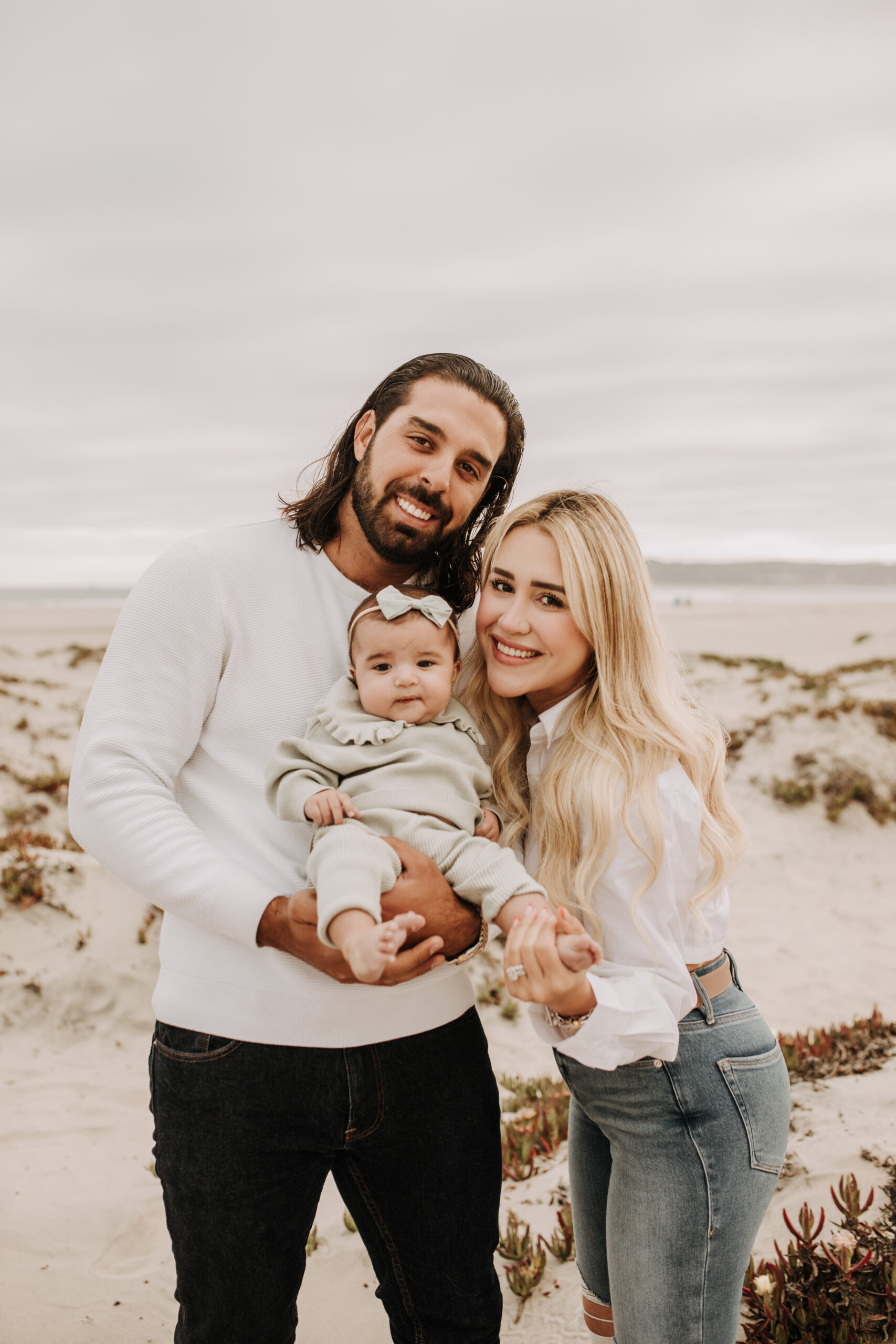 family beach session family photos on beach cloudy day beach family photoshoot San Diego family photographer Sabrina kinsella abrinalynnphoto