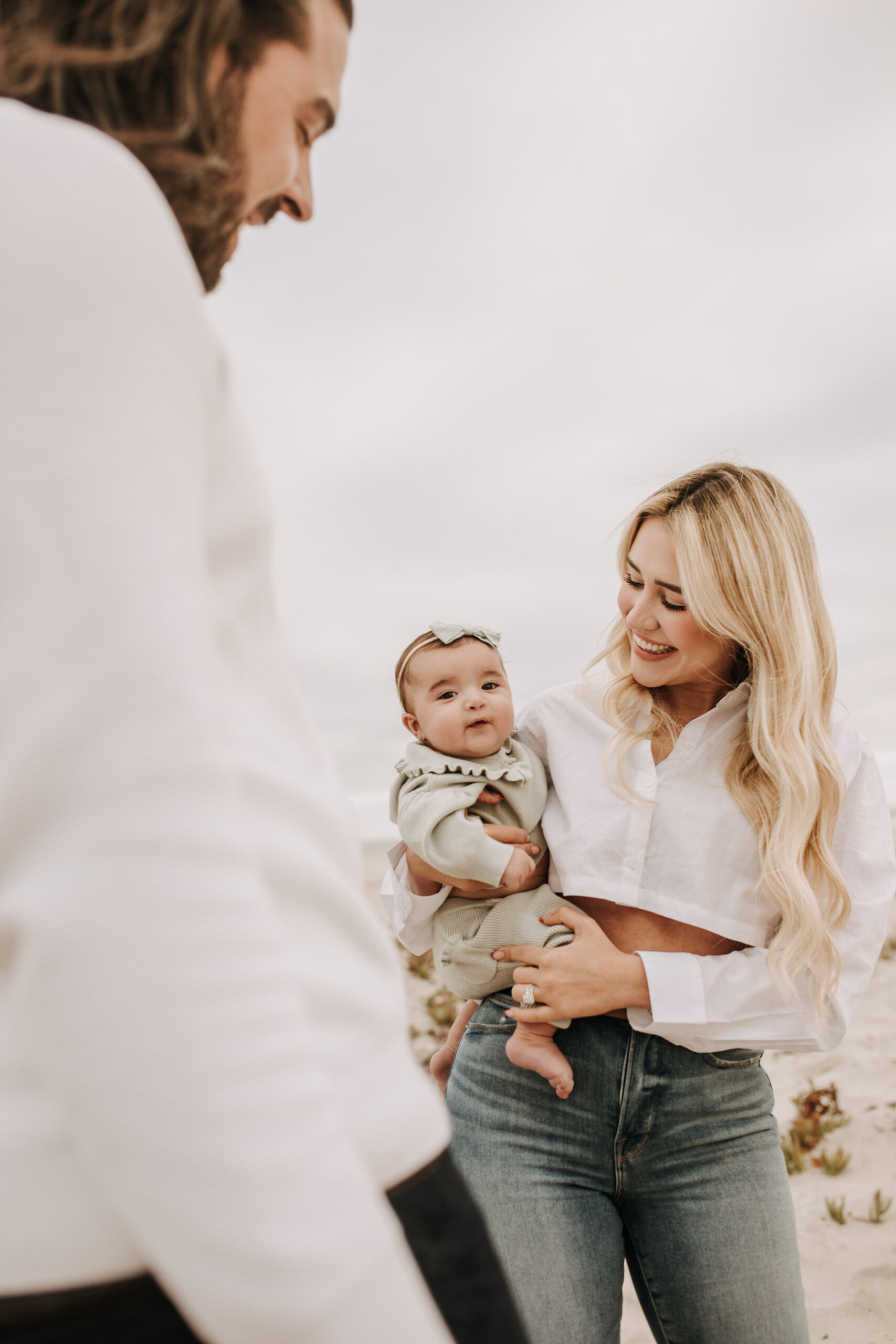 family beach session family photos on beach cloudy day beach family photoshoot San Diego family photographer Sabrina kinsella abrinalynnphoto