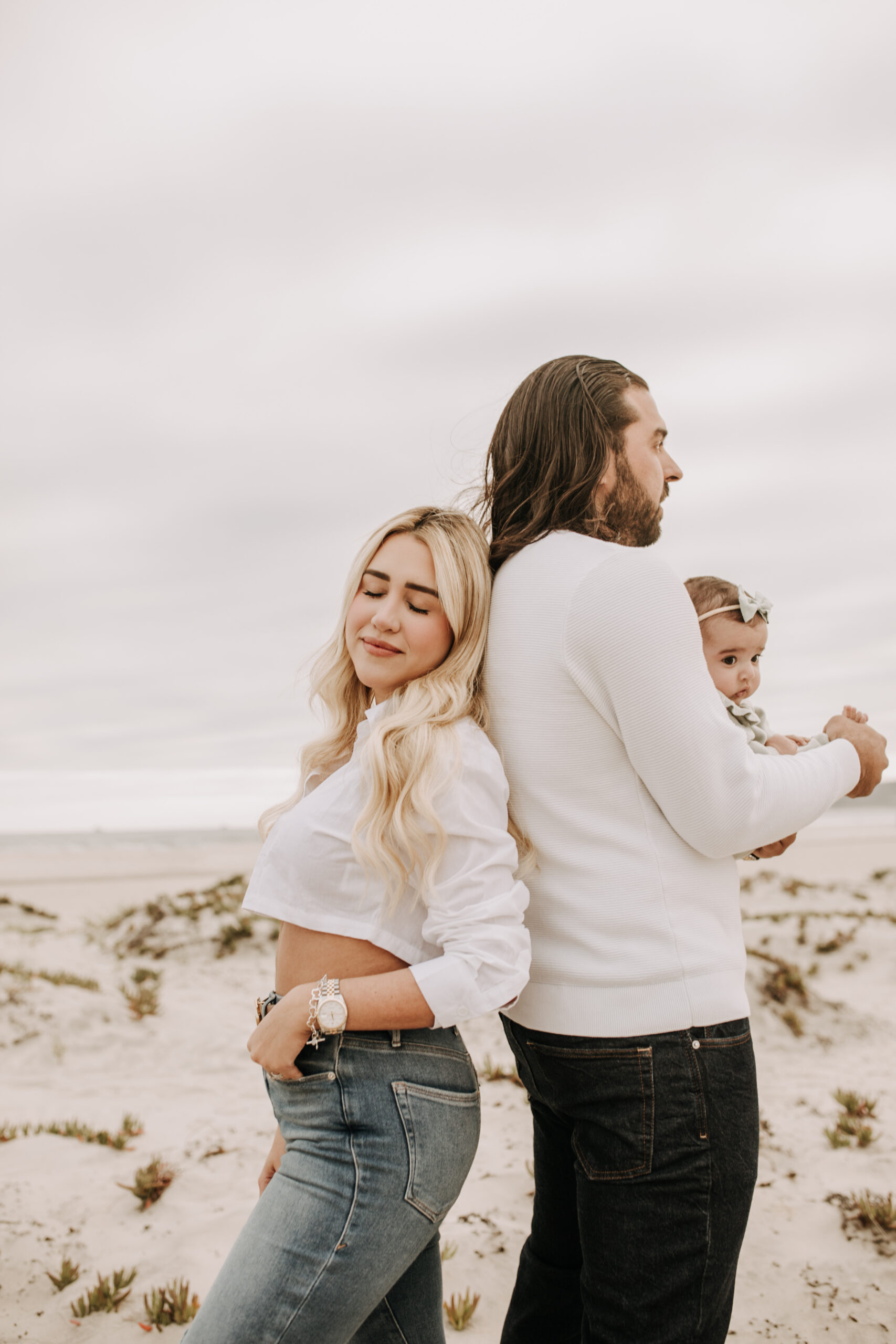 family beach session family photos on beach cloudy day beach family photoshoot San Diego family photographer Sabrina kinsella abrinalynnphoto