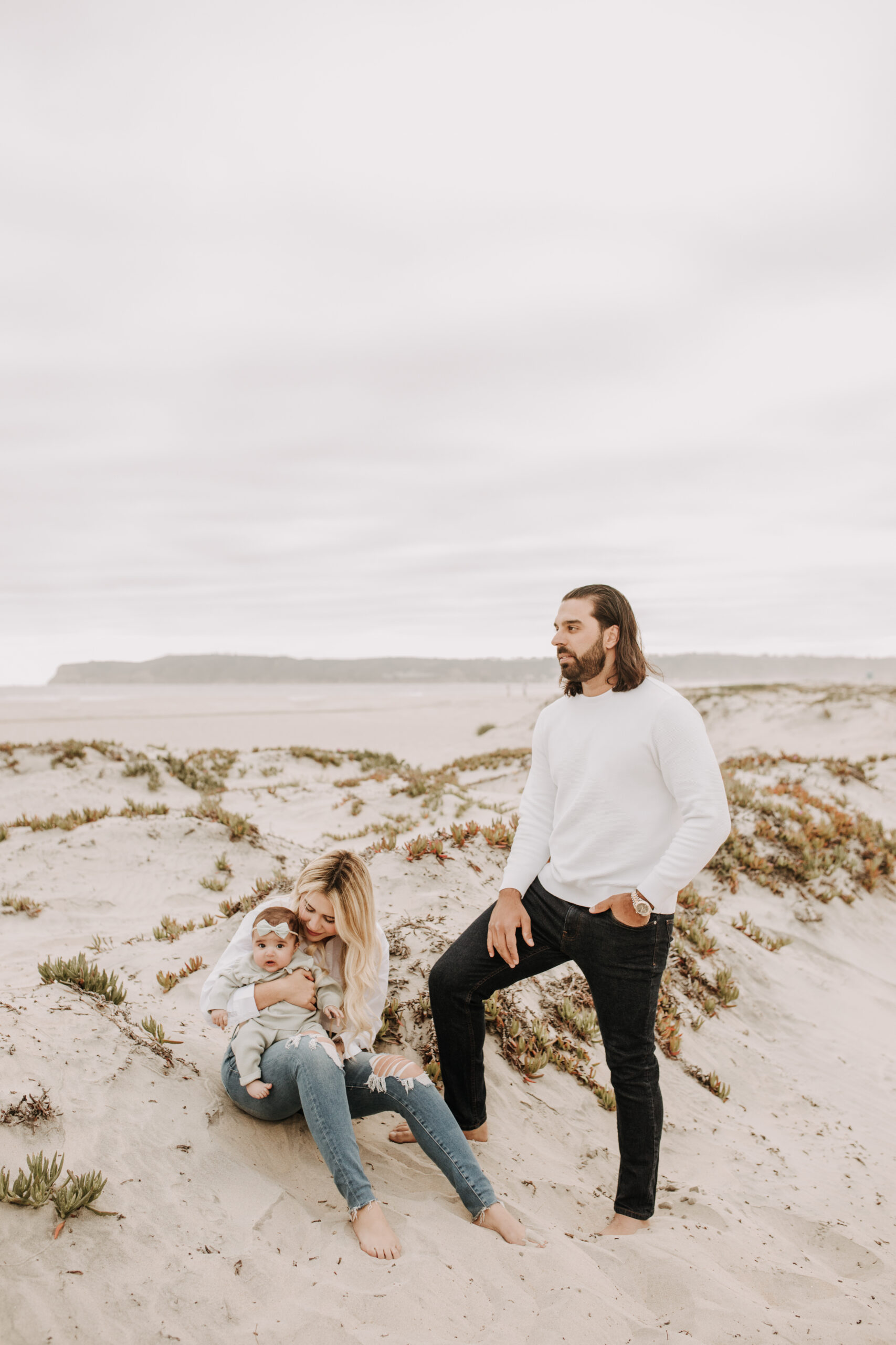 family beach session family photos on beach cloudy day beach family photoshoot San Diego family photographer Sabrina kinsella abrinalynnphoto