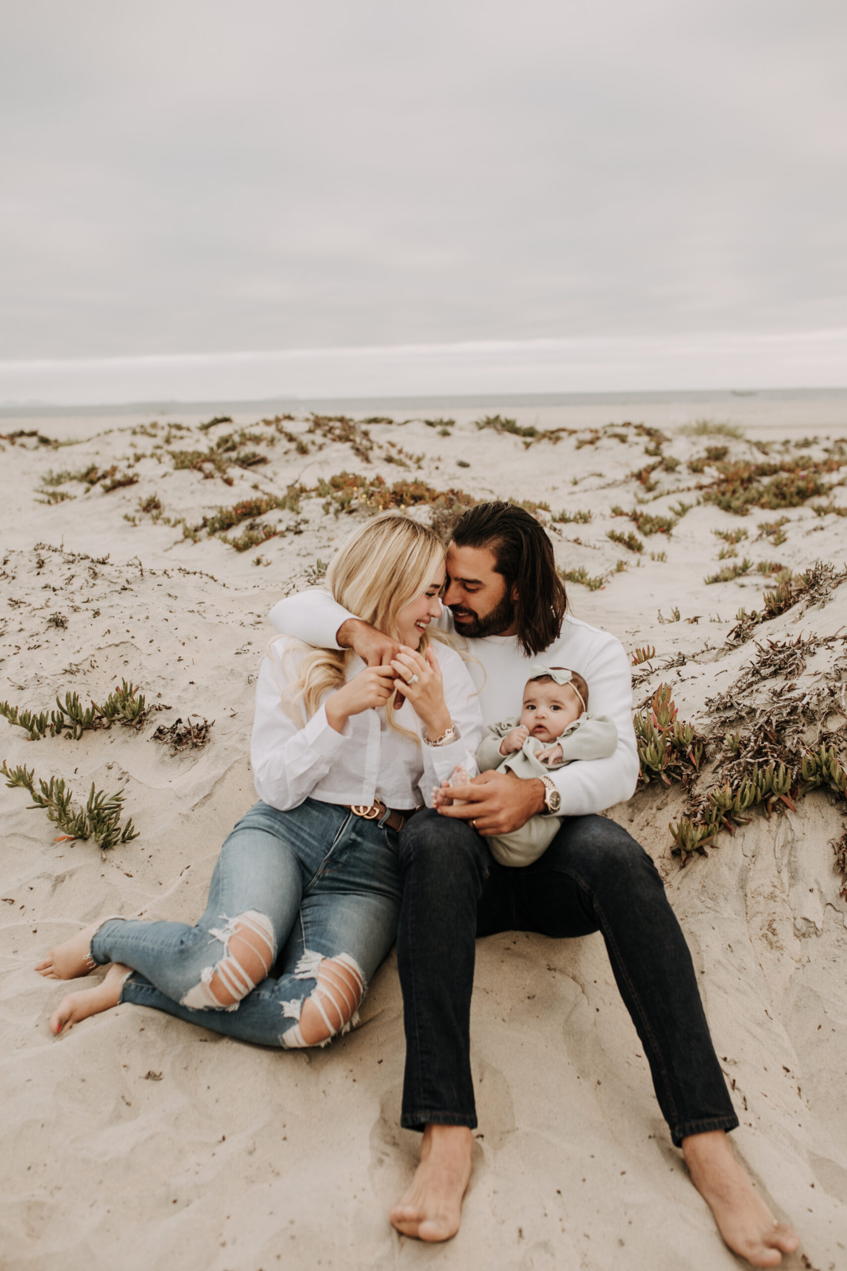 family beach session family photos on beach cloudy day beach family photoshoot San Diego family photographer Sabrina kinsella abrinalynnphoto