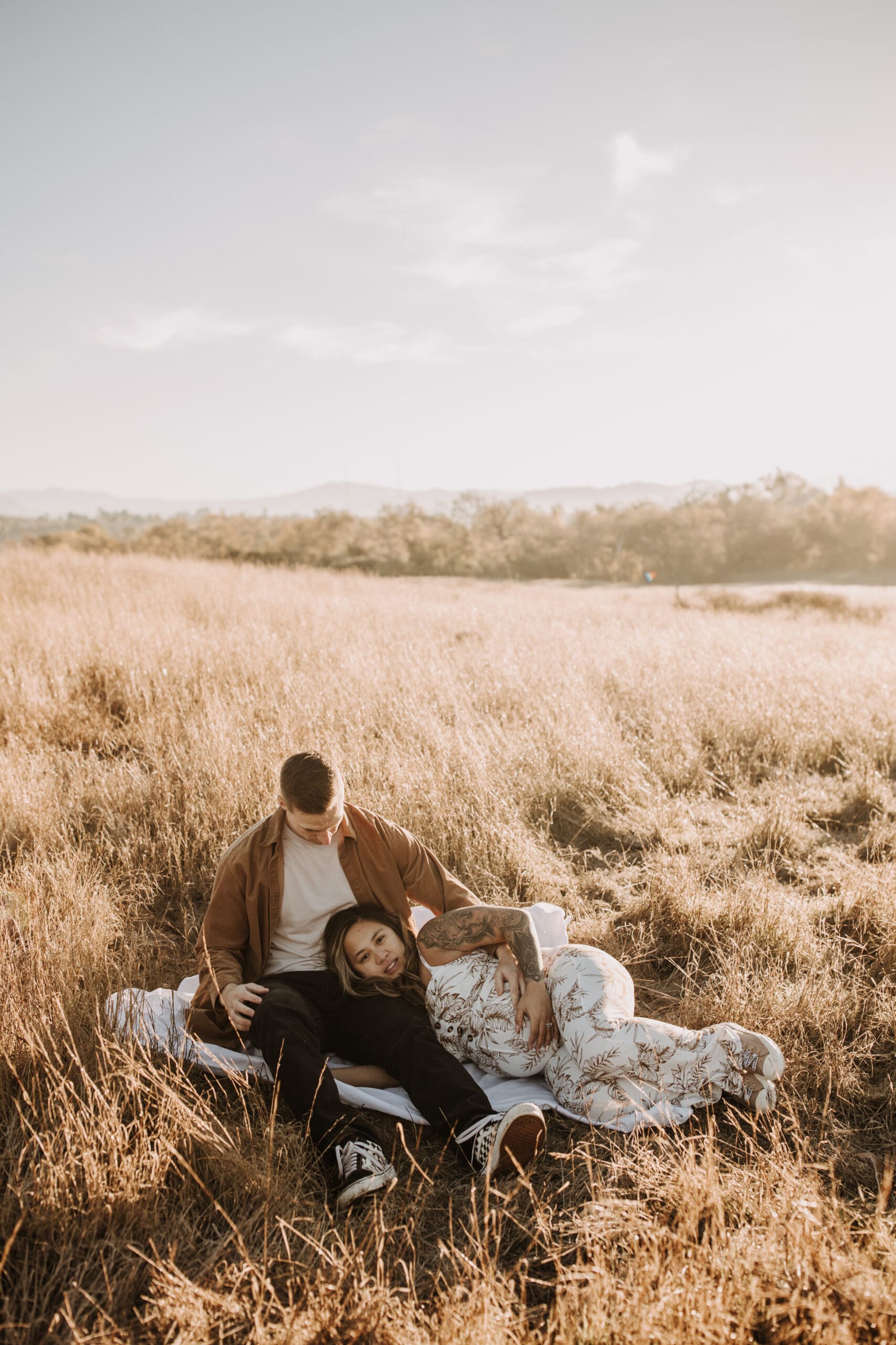 warm outdoor sunrise maternity photos San Diego brown tones backdrop pregnancy San Diego family photographer Sabrina kinsella