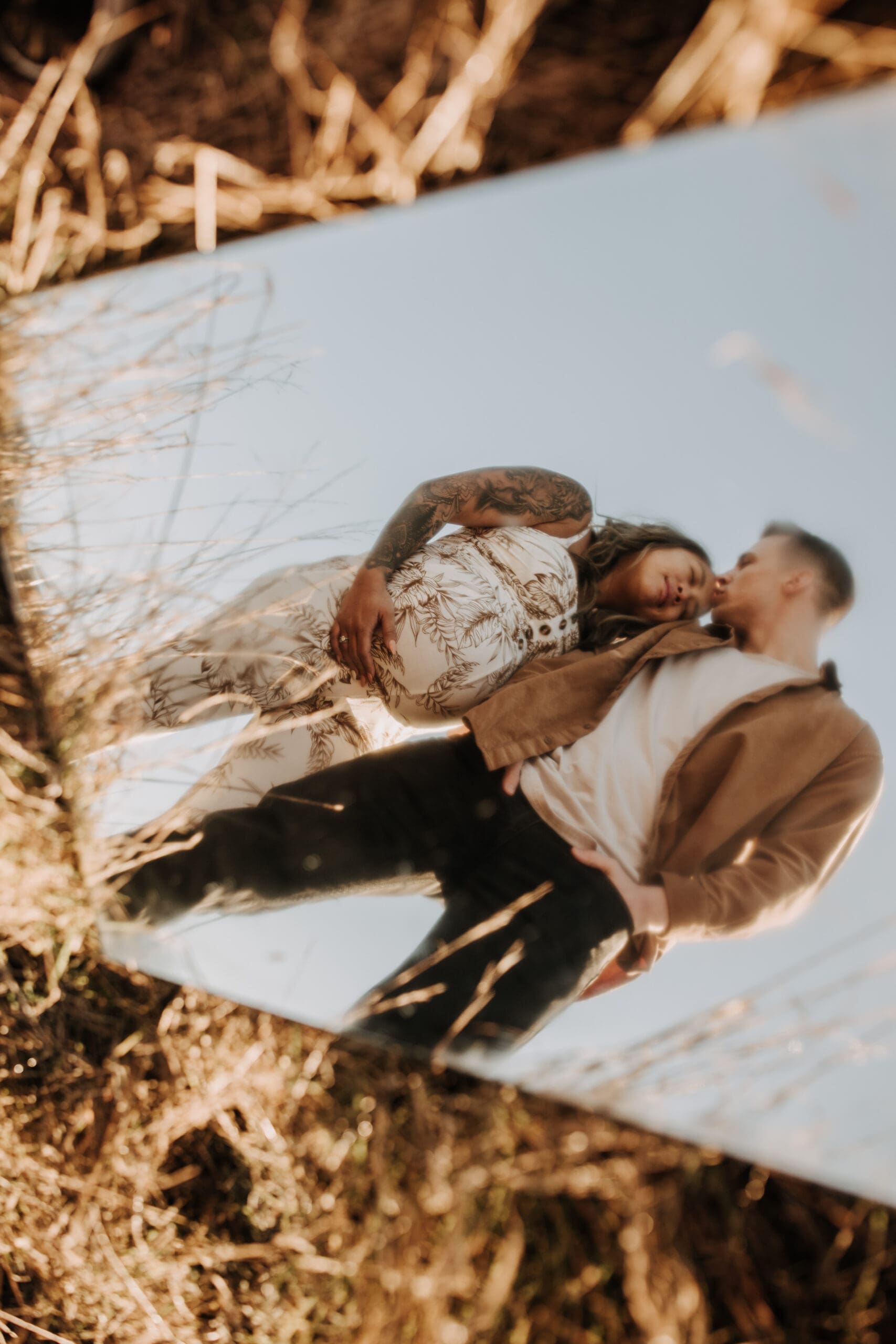 warm outdoor sunrise maternity photos San Diego brown tones backdrop pregnancy San Diego family photographer Sabrina kinsella