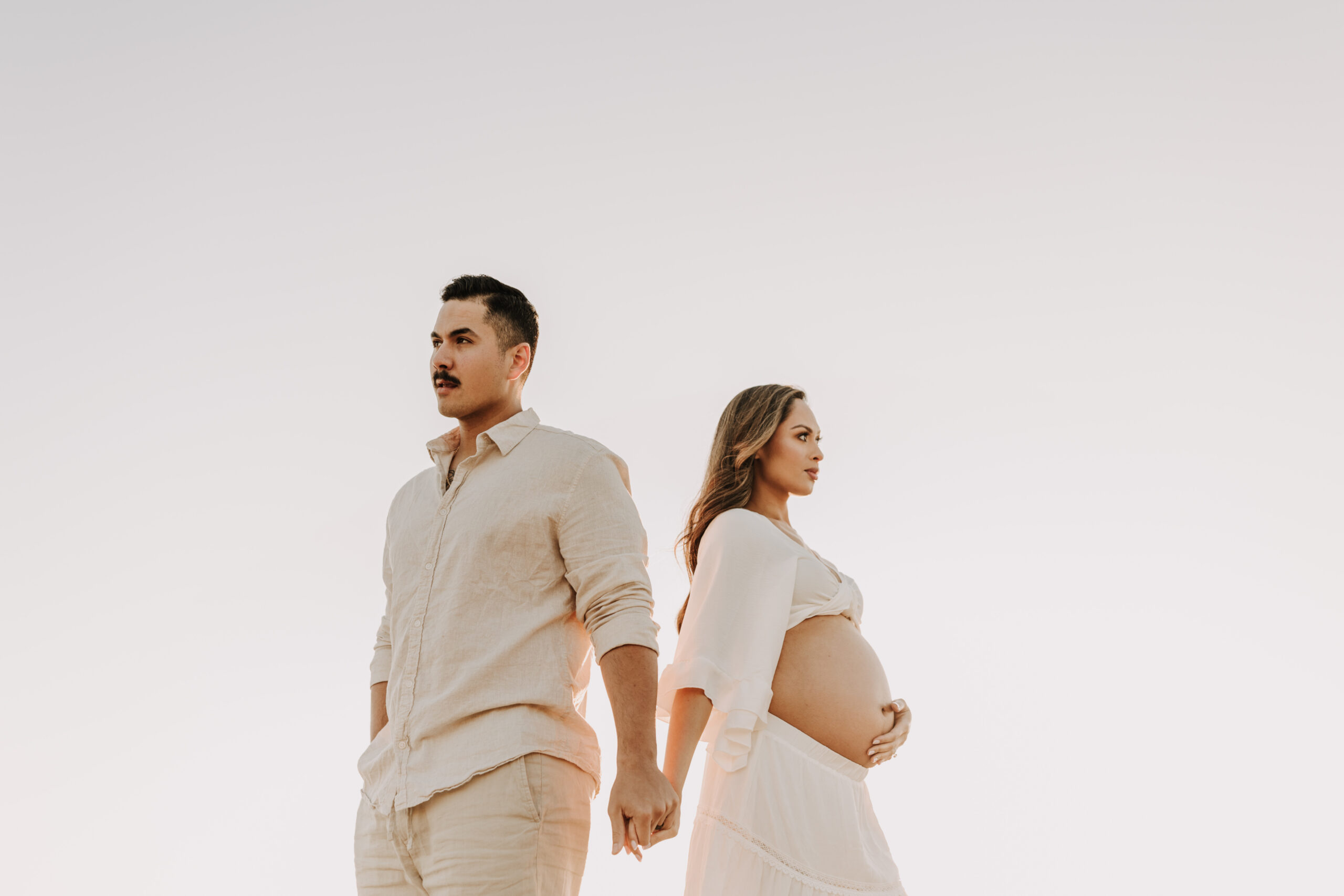 maternity fashion maternity photos beach photos sunset golden hour San Diego maternity photos blue dress pregnancy bright beautiful San Diego family photographer Sabrina kinsealla sabrinalynnphoto