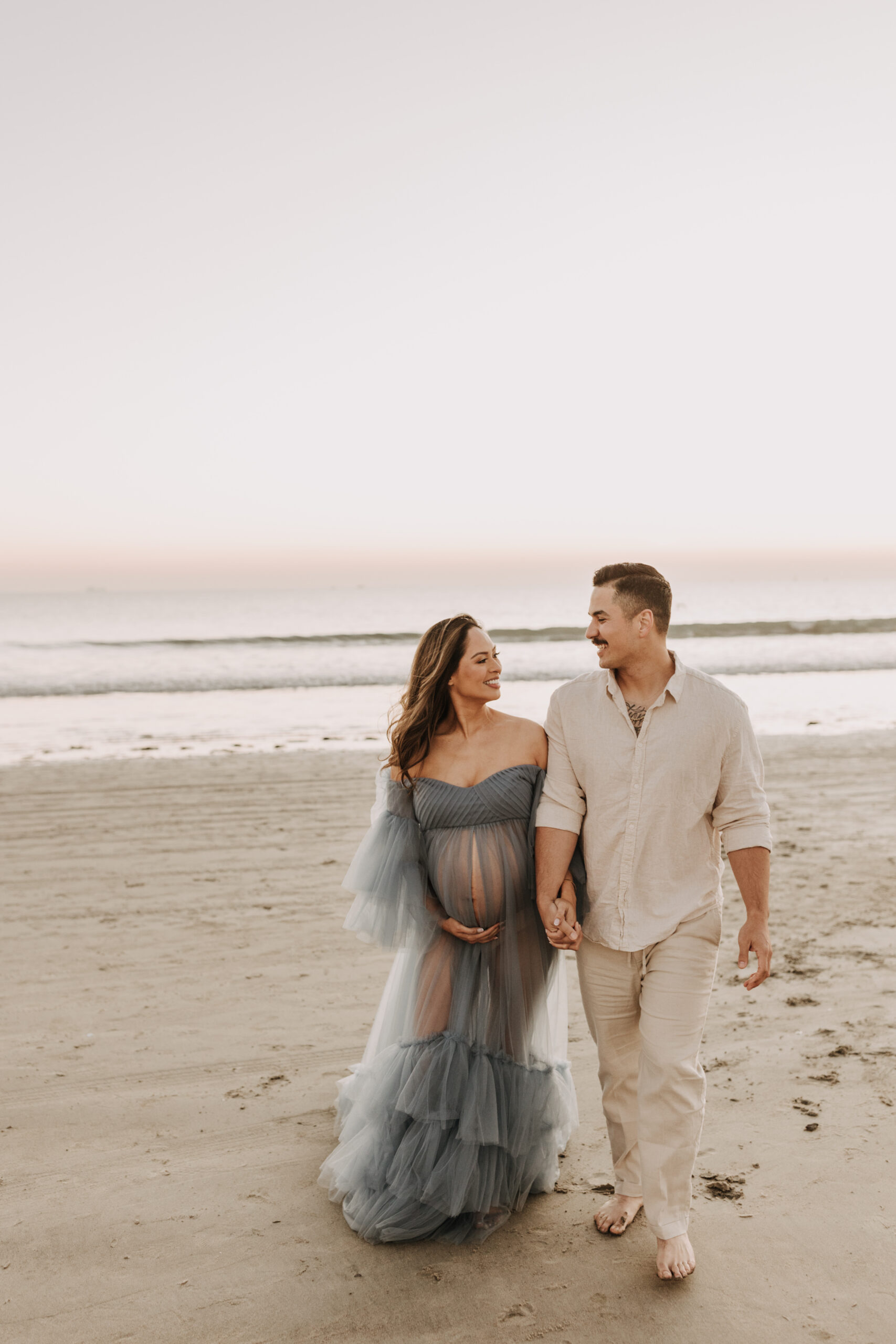 maternity fashion maternity photos beach photos sunset golden hour San Diego maternity photos blue dress pregnancy bright beautiful San Diego family photographer Sabrina kinsealla sabrinalynnphoto