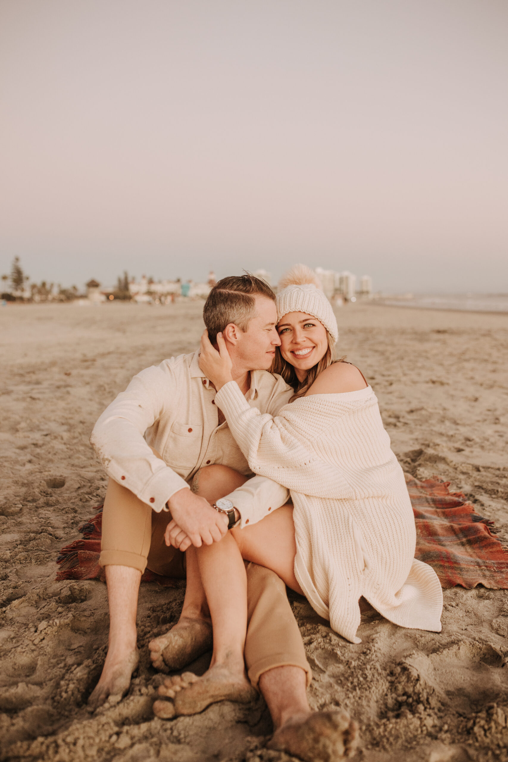 San Diego family photos warm sunset beach photos family of four candid family moments golden hour light beach San Diego family photographer Sabrina Kinsella