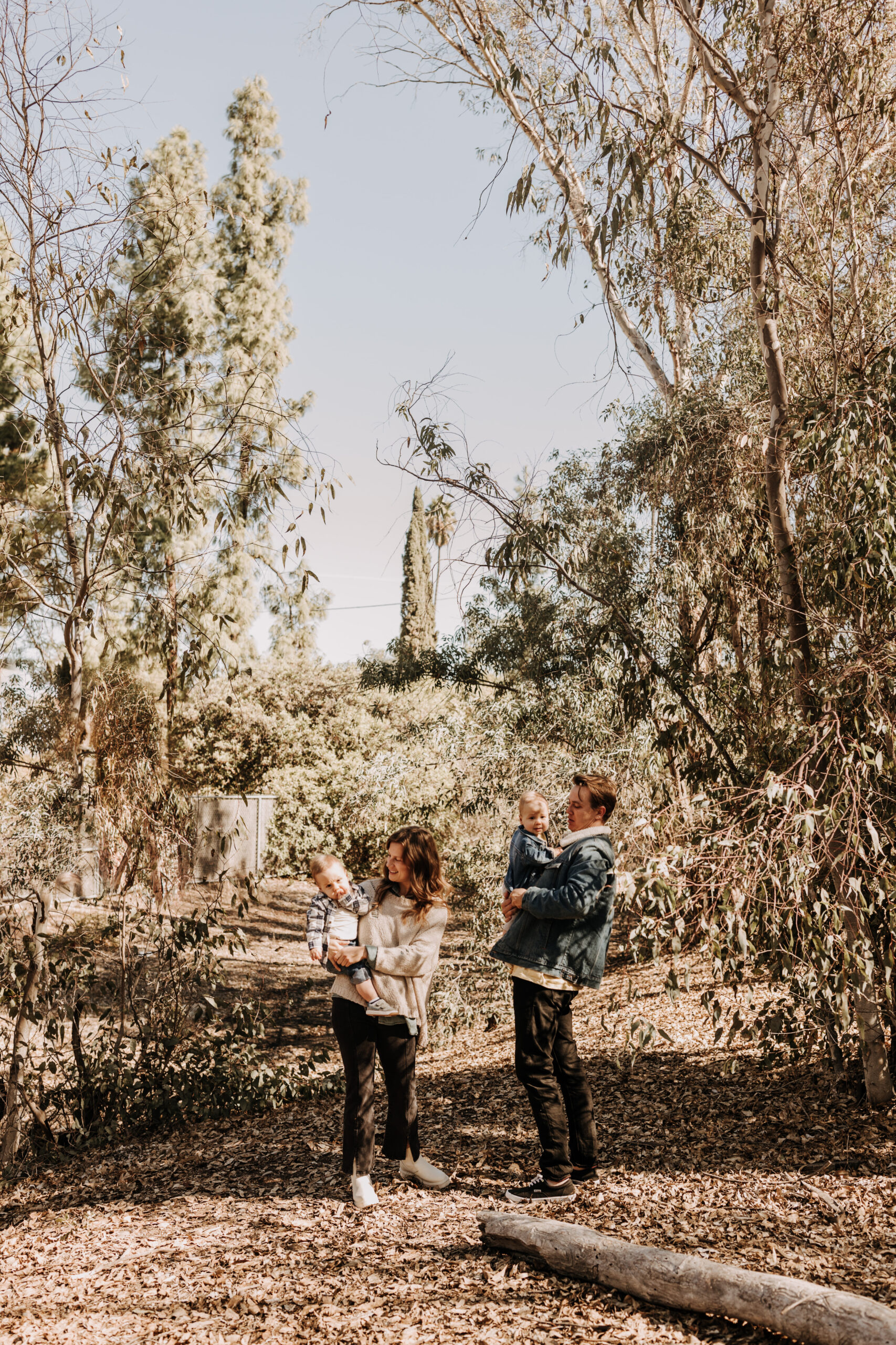 warm fall photos family photos soft morning light family of four twins candid family photos San Diego family photographer Sabrina kinsella sabrinalynnphot