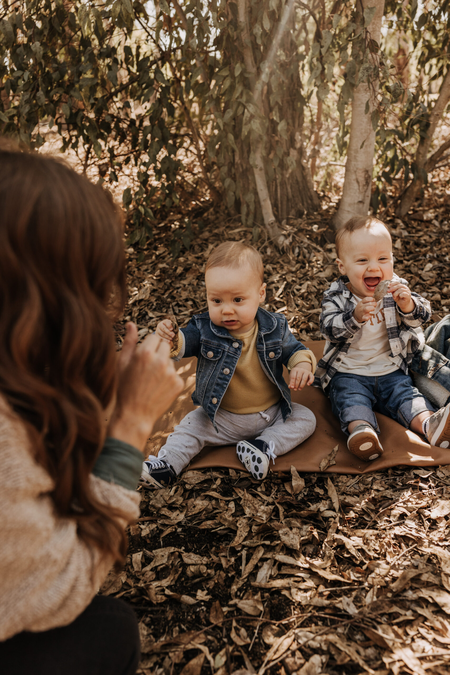 warm fall photos family photos soft morning light family of four twins candid family photos San Diego family photographer Sabrina kinsella sabrinalynnphot