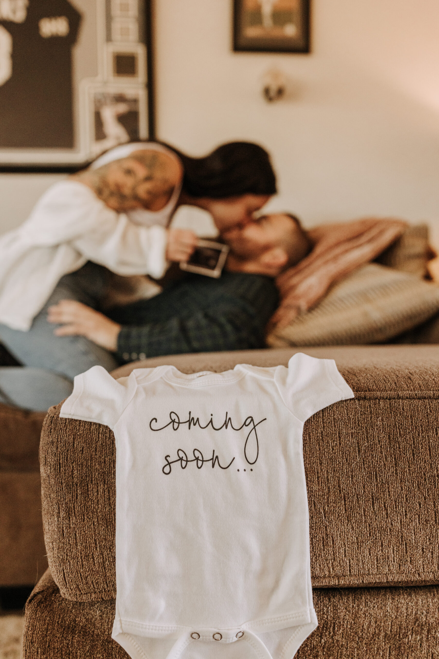 in home San Diego pregnancy reveal photos maternity photos couple in home ultrasound love reveal baby pregnancy San Diego family photographer Sabrina kinsella