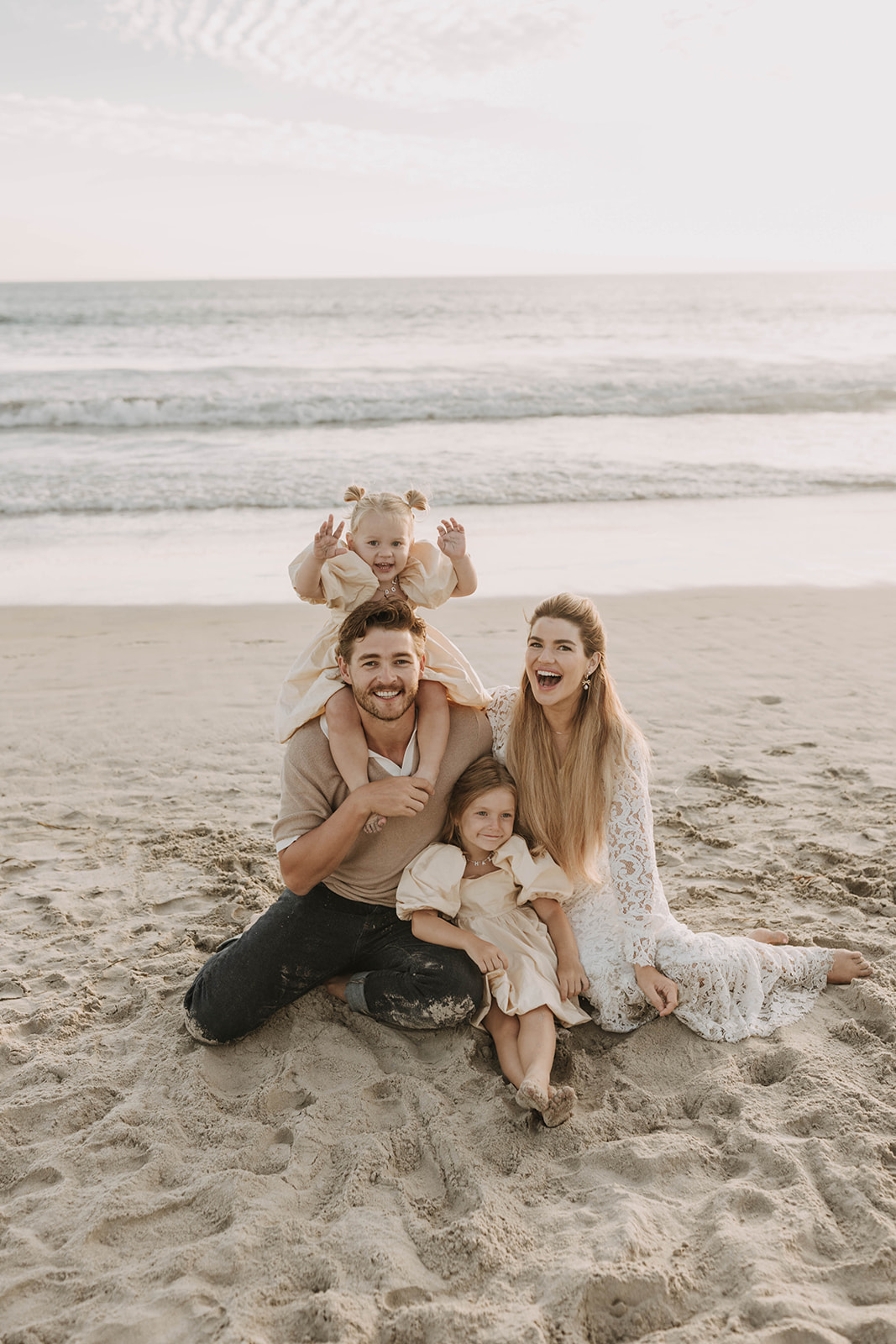 family photos at the beach with little ones