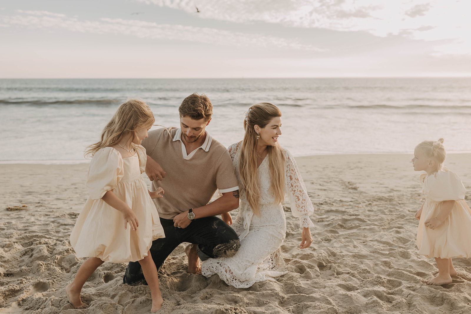 family photos at the beach with little ones