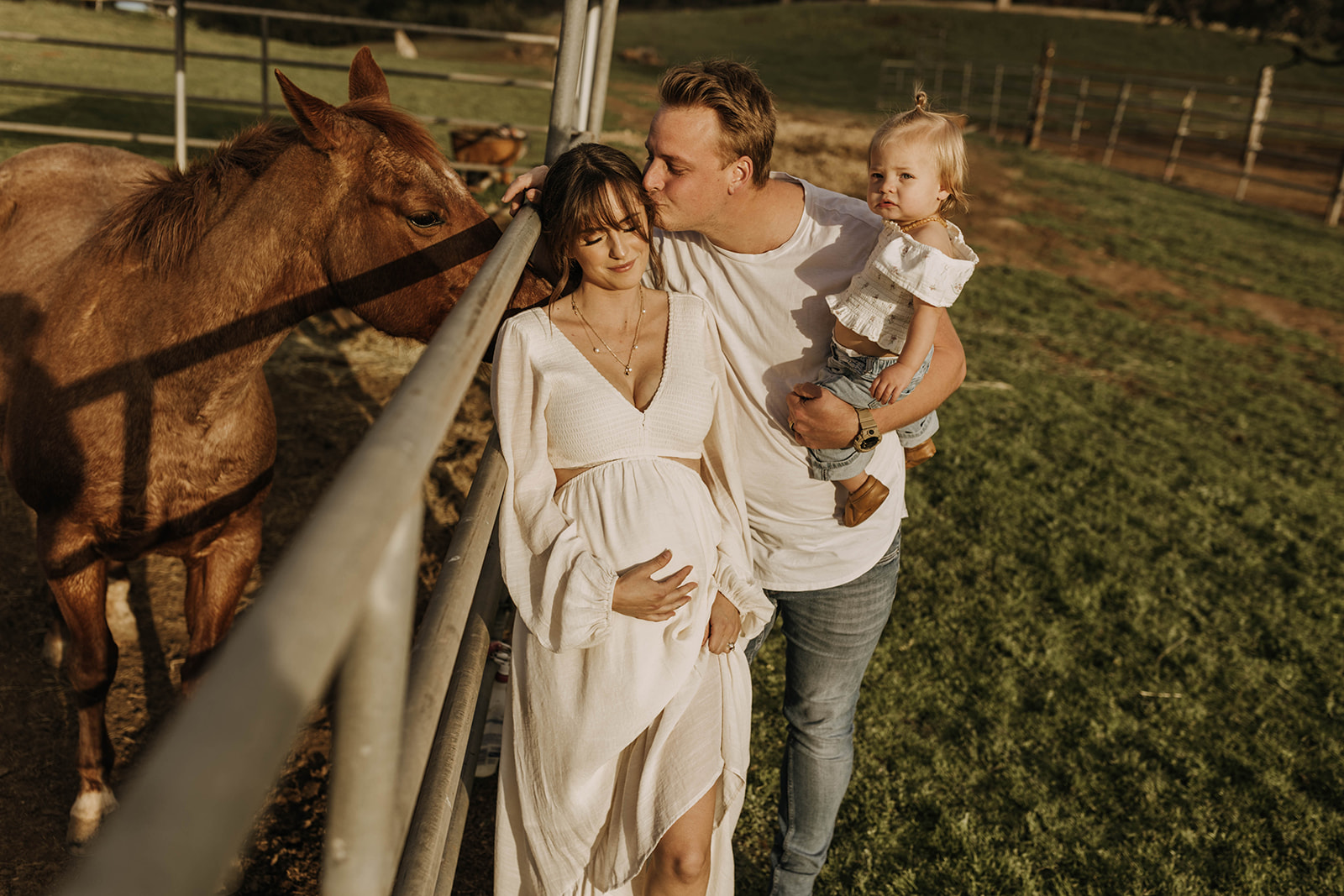 family maternity photoshoot with a horse