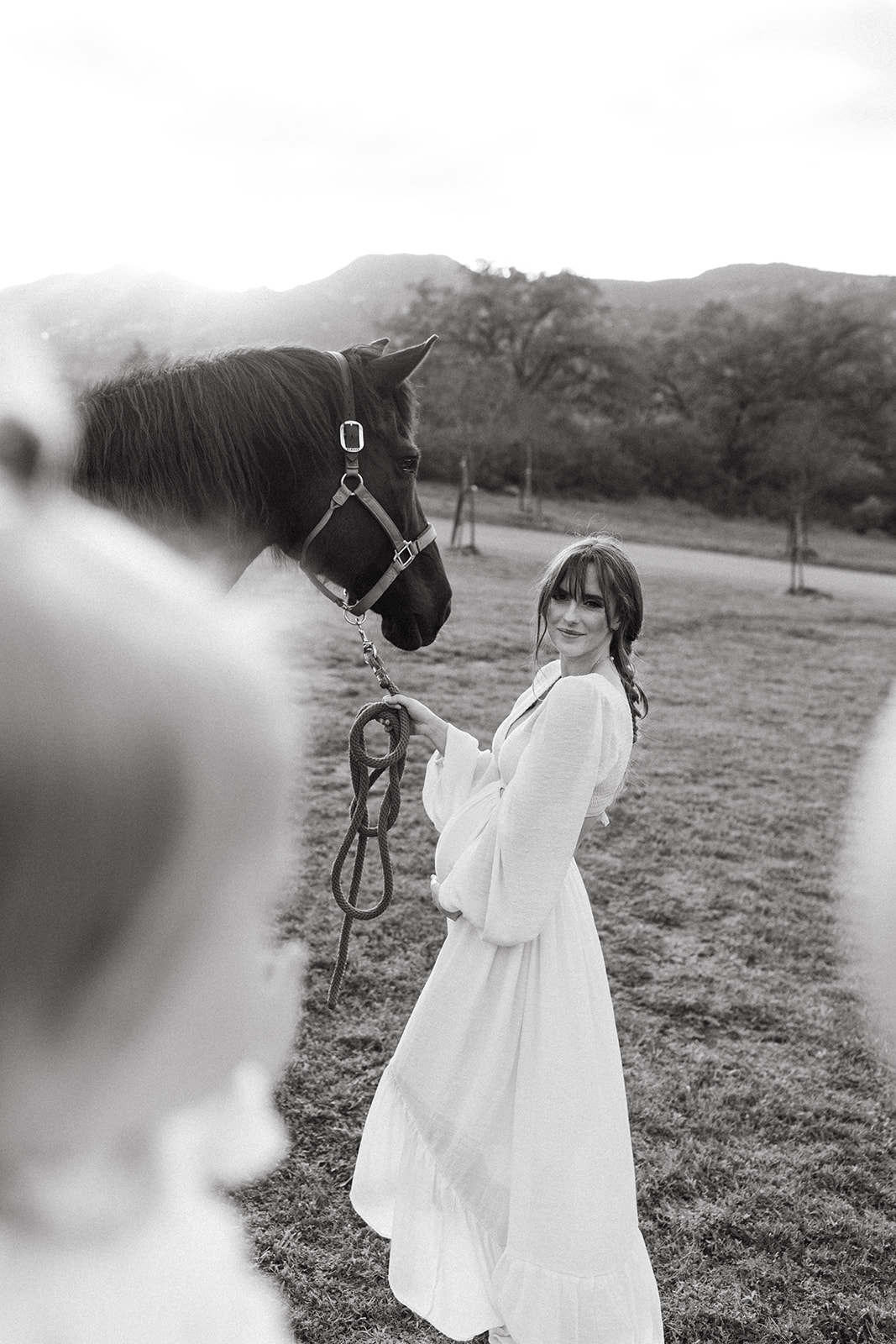 family maternity photoshoot with a horse